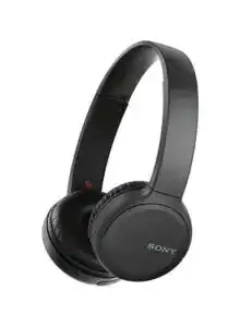 Wireless Sony headphones with over-ear design and noise cancellation features.