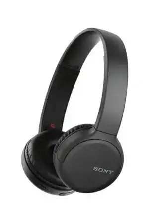 Wireless Sony headphones with over-ear design and noise cancellation features.